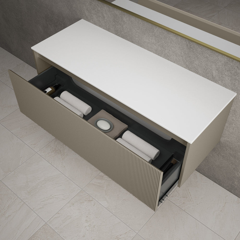Scanalato Single Drawer Countertop Vanity Unit - Soft Taupe 1200mm