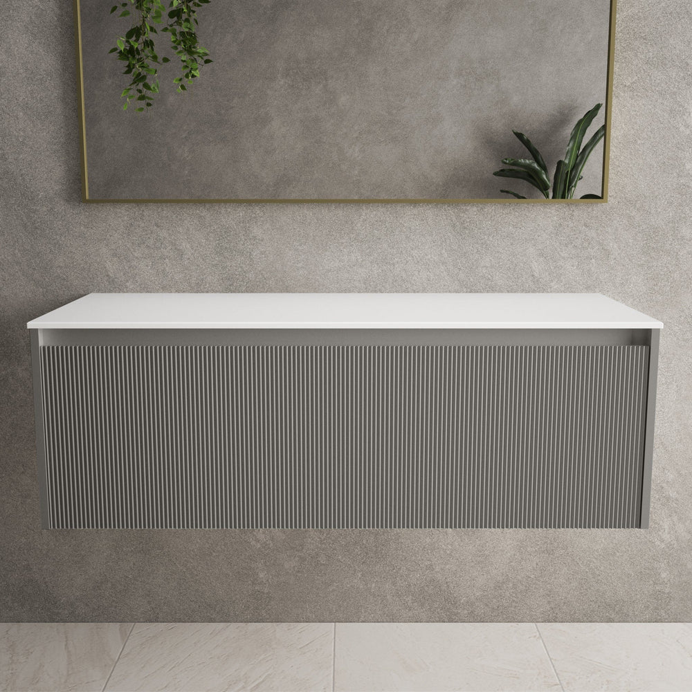 Scanalato Single Drawer Countertop Vanity Unit - Rich Taupe 1200mm