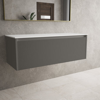 Scanalato Single Drawer Countertop Vanity Unit - Rich Taupe 1200mm