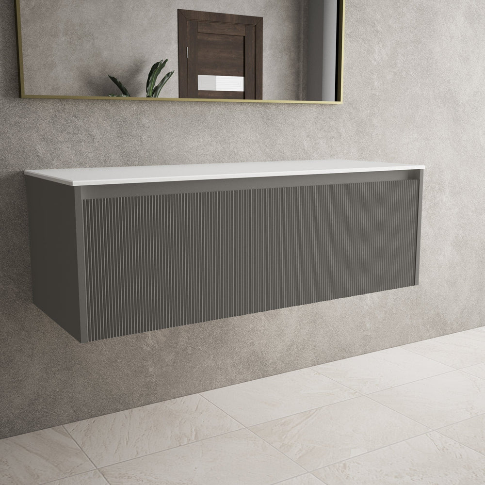 Scanalato Single Drawer Countertop Vanity Unit - Rich Taupe 1200mm