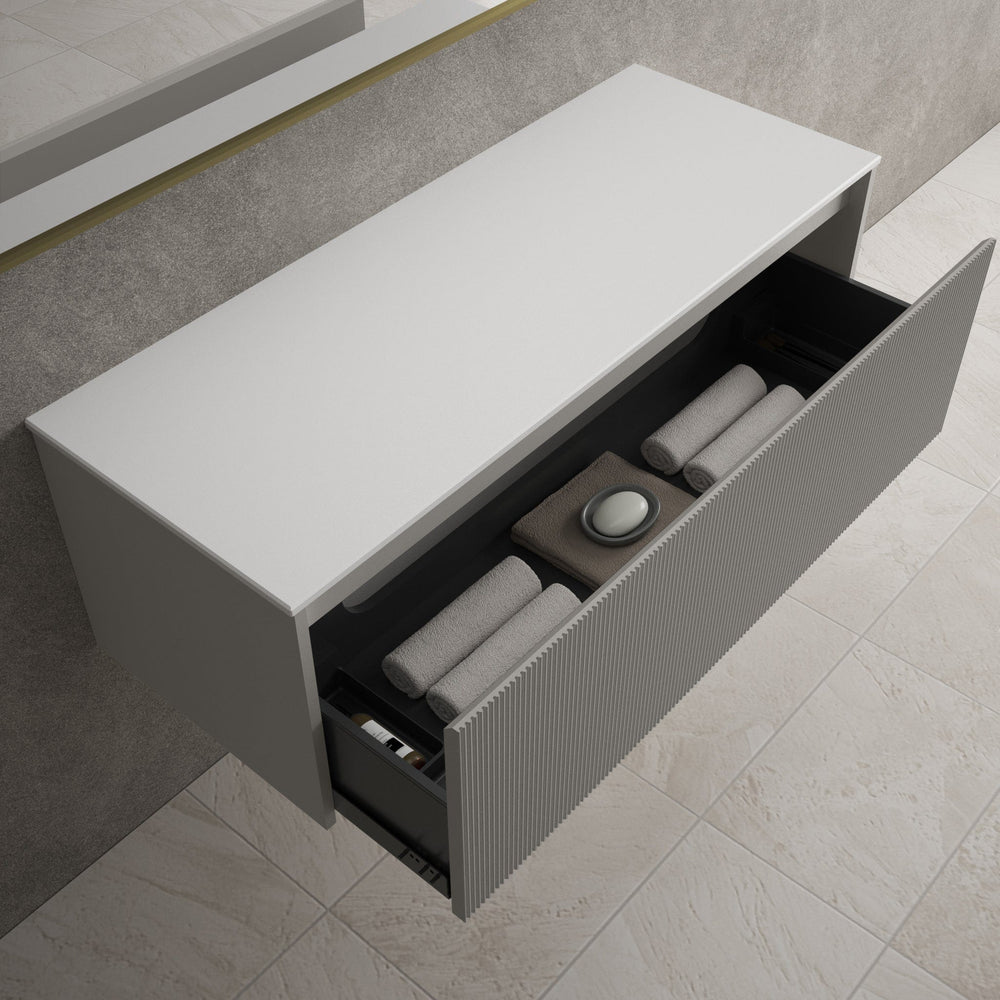 Scanalato Single Drawer Countertop Vanity Unit - Rich Taupe 1200mm