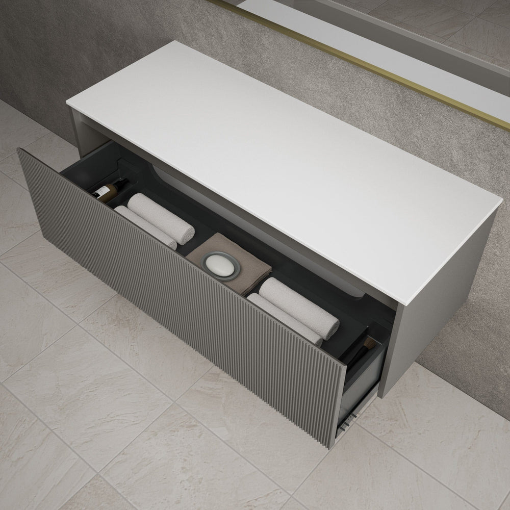 Scanalato Single Drawer Countertop Vanity Unit - Rich Taupe 1200mm