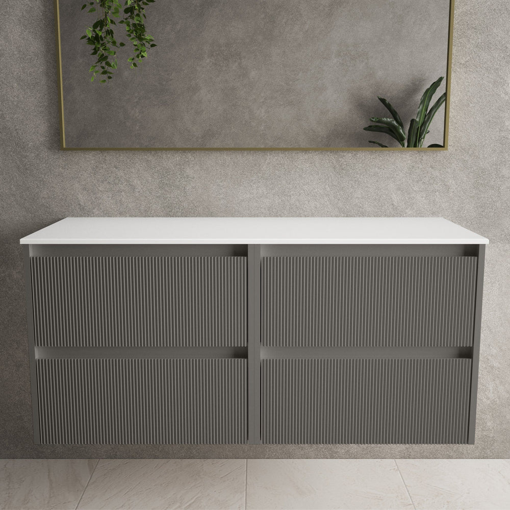 Scanalato Four Drawer Countertop Vanity Unit - Rich Taupe 1200mm