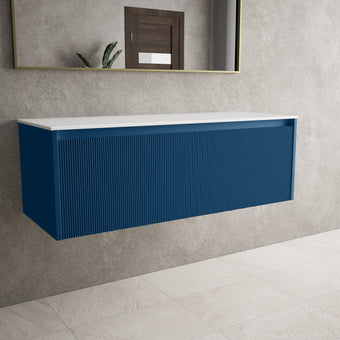 Scanalato Single Drawer Countertop Vanity Unit - Ocean Blue 1200mm