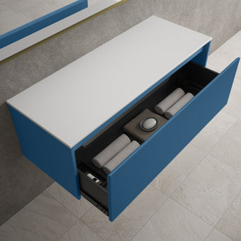 Scanalato Single Drawer Countertop Vanity Unit - Ocean Blue 1200mm