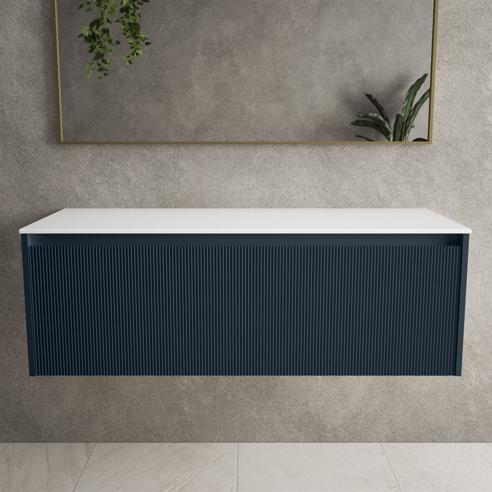 Scanalato Single Drawer Countertop Vanity Unit - Midnight Blue 1200mm