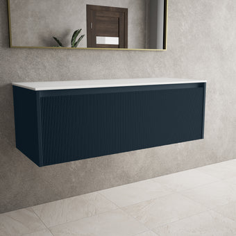 Scanalato Single Drawer Countertop Vanity Unit - Midnight Blue 1200mm