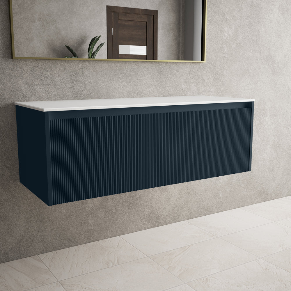 Scanalato Single Drawer Countertop Vanity Unit - Midnight Blue 1200mm