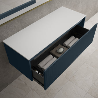 Scanalato Single Drawer Countertop Vanity Unit - Midnight Blue 1200mm