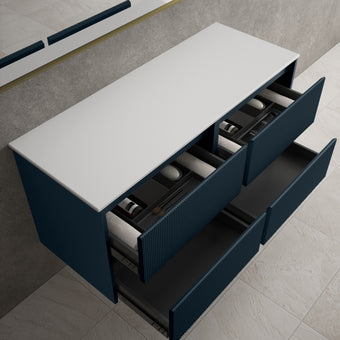 Scanalato Four Drawer Countertop Vanity Unit - Midnight Blue 1200mm