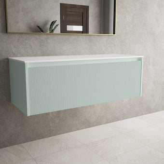 Scanalato Single Drawer Countertop Vanity Unit - Peppermint 1200mm