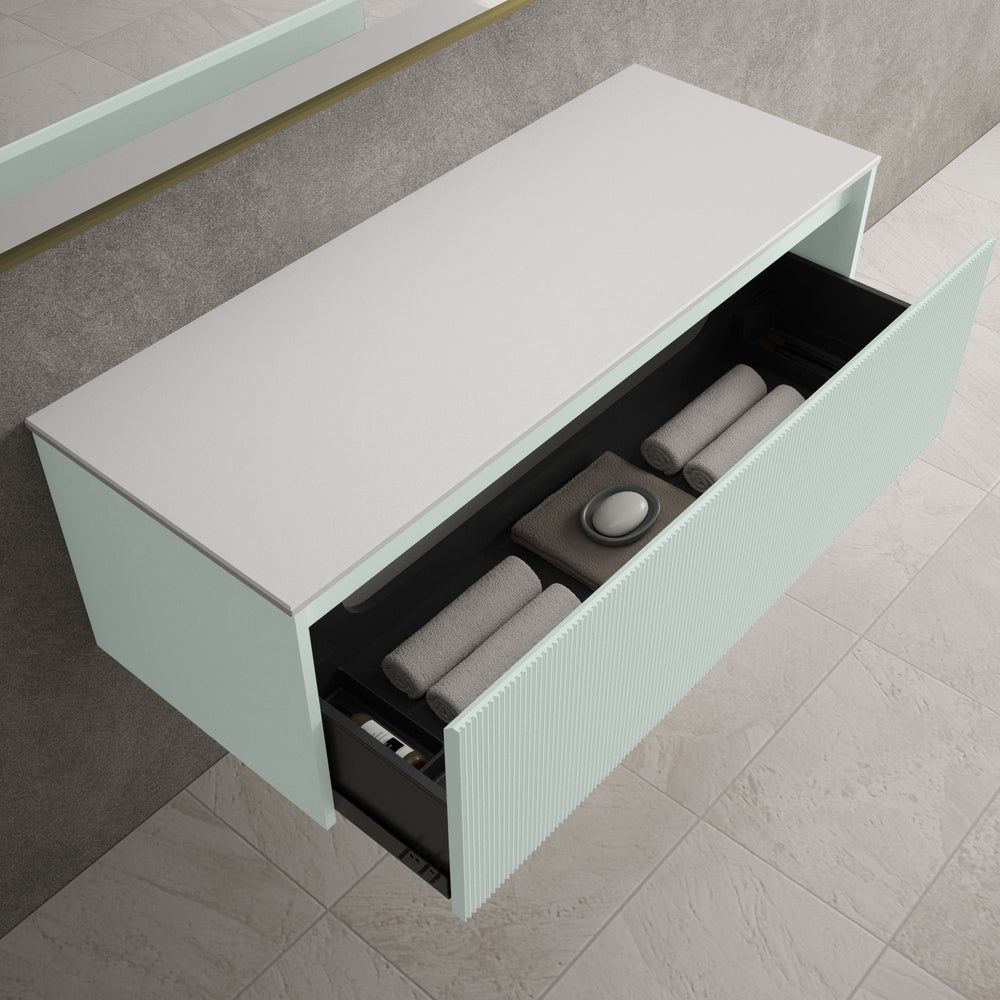 Scanalato Single Drawer Countertop Vanity Unit - Peppermint 1200mm