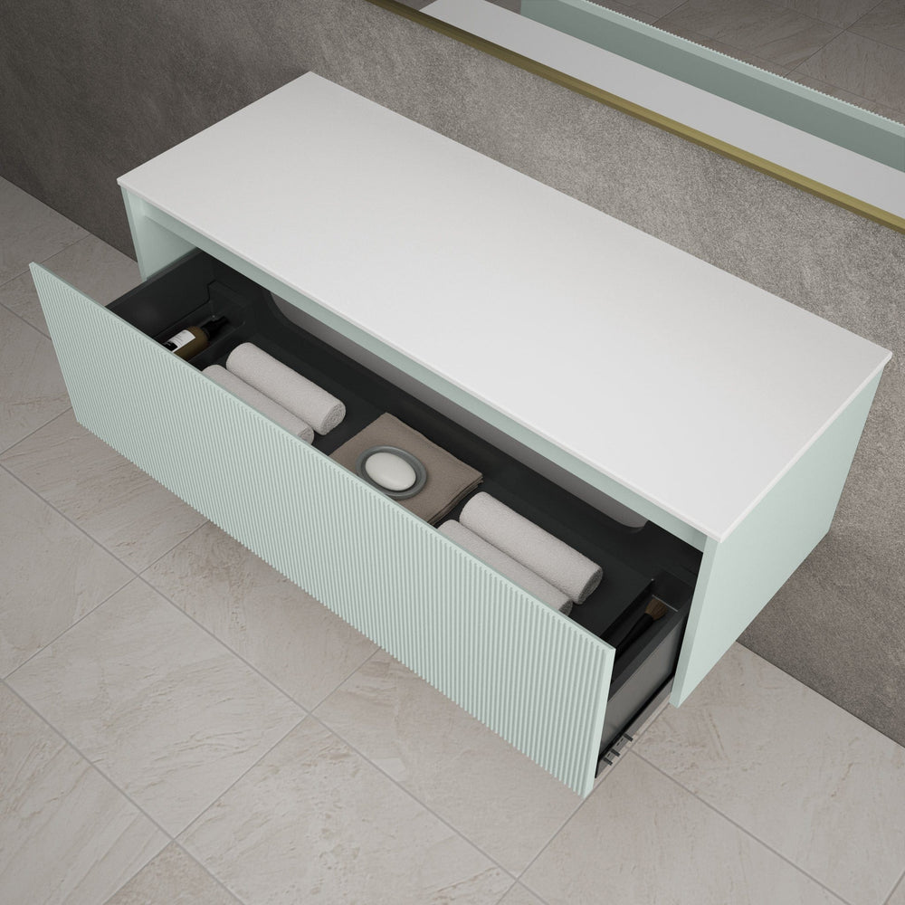 Scanalato Single Drawer Countertop Vanity Unit - Peppermint 1200mm