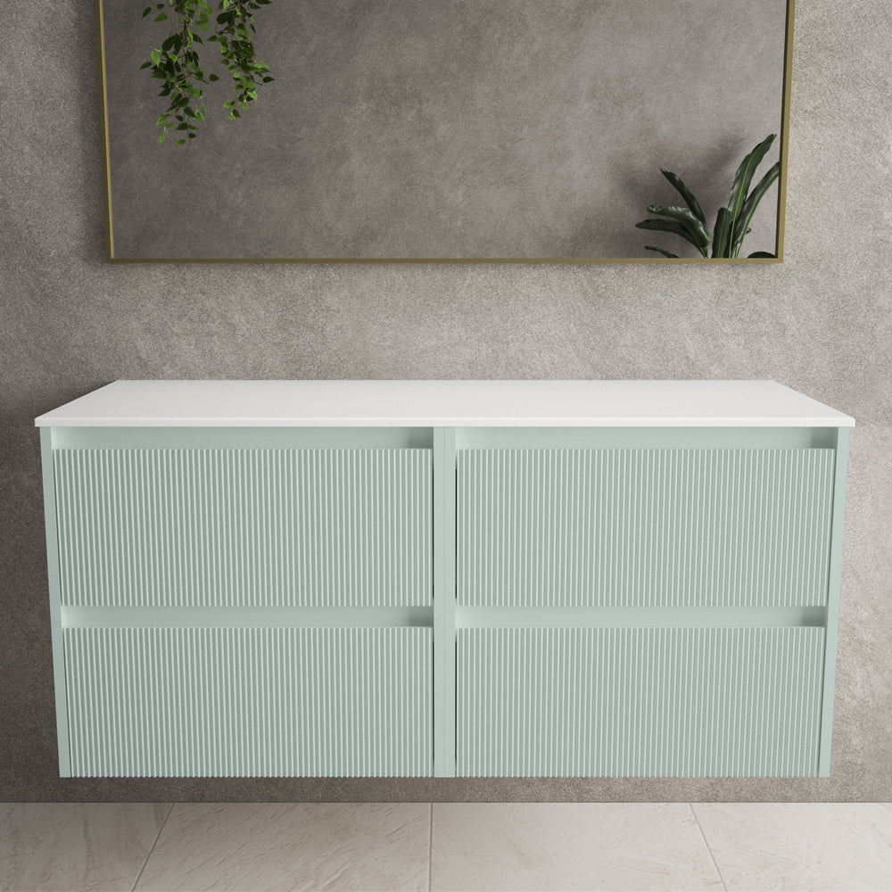 Scanalato Four Drawer Countertop Vanity Unit - Peppermint 1200mm