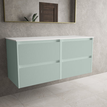 Scanalato Four Drawer Countertop Vanity Unit - Peppermint 1200mm