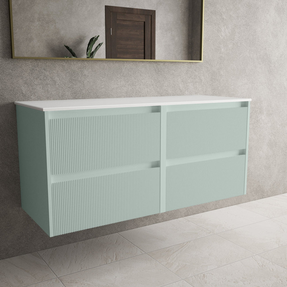 Scanalato Four Drawer Countertop Vanity Unit - Peppermint 1200mm