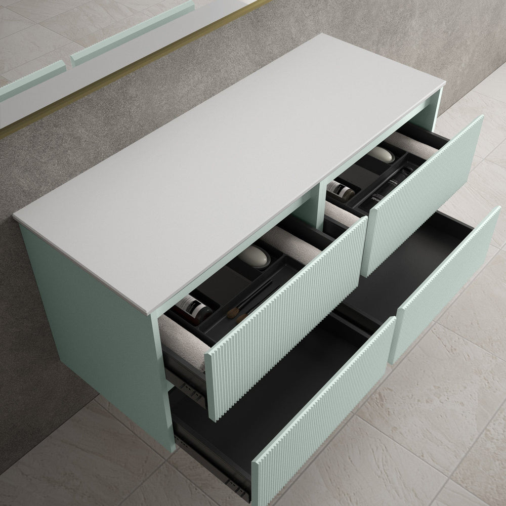 Scanalato Four Drawer Countertop Vanity Unit - Peppermint 1200mm