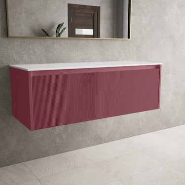 Scanalato Single Drawer Countertop Vanity Unit - Mineral Red 1200mm