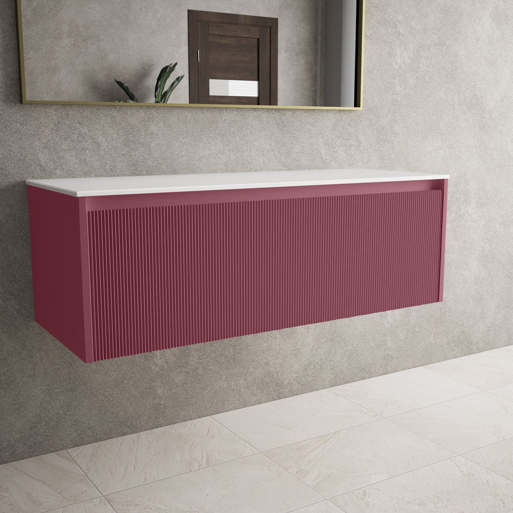 Scanalato Single Drawer Countertop Vanity Unit - Mineral Red 1200mm