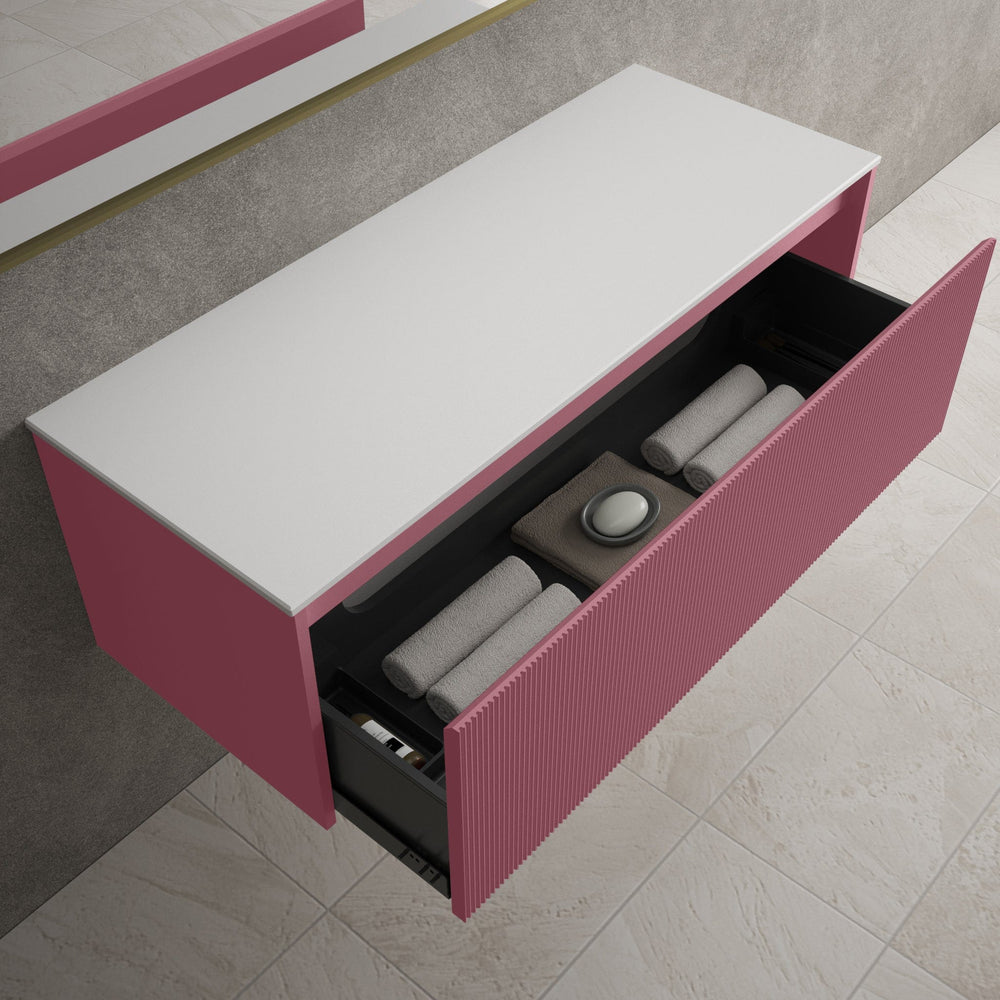 Scanalato Single Drawer Countertop Vanity Unit - Mineral Red 1200mm