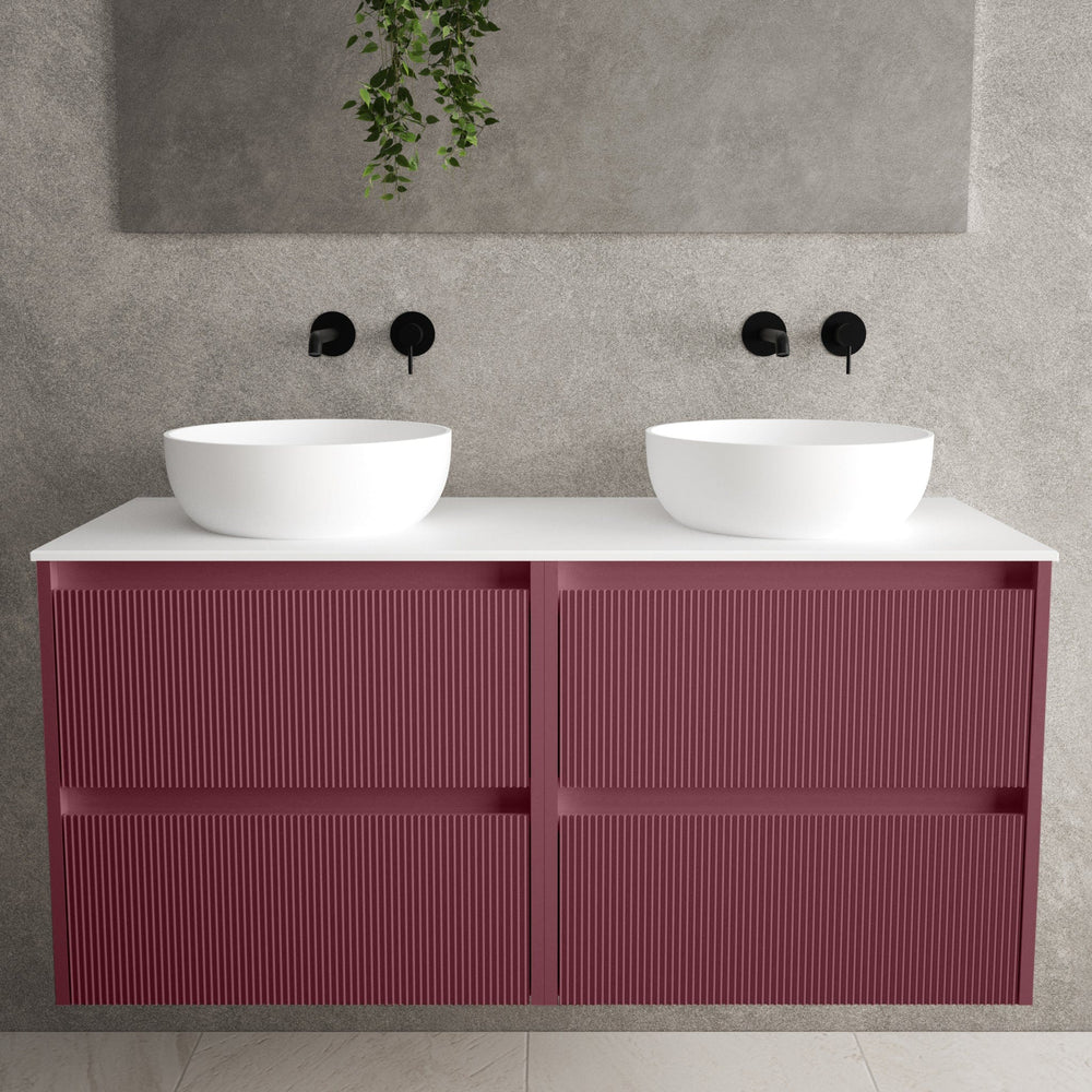 Scanalato Four Drawer Countertop Vanity Unit - Mineral Red 1200mm