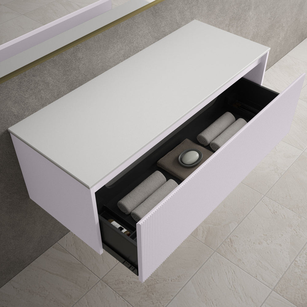 Scanalato Single Drawer Countertop Vanity Unit - Soft Violet 1200mm