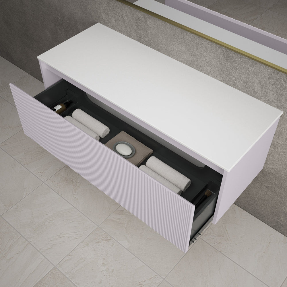 Scanalato Single Drawer Countertop Vanity Unit - Soft Violet 1200mm