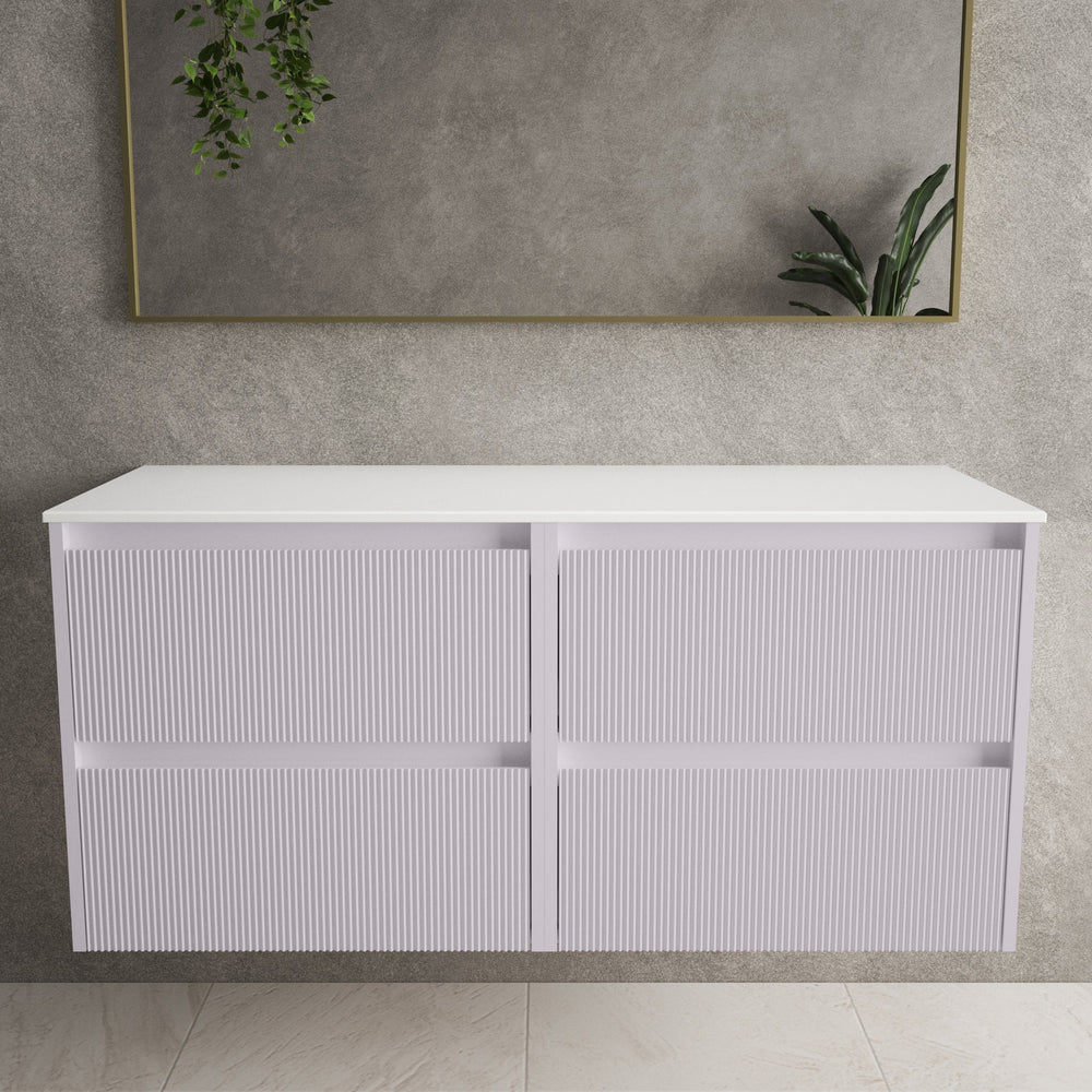 Scanalato Four Drawer Countertop Vanity Unit - Soft Violet 1200mm