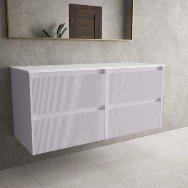 Scanalato Four Drawer Countertop Vanity Unit - Soft Violet 1200mm