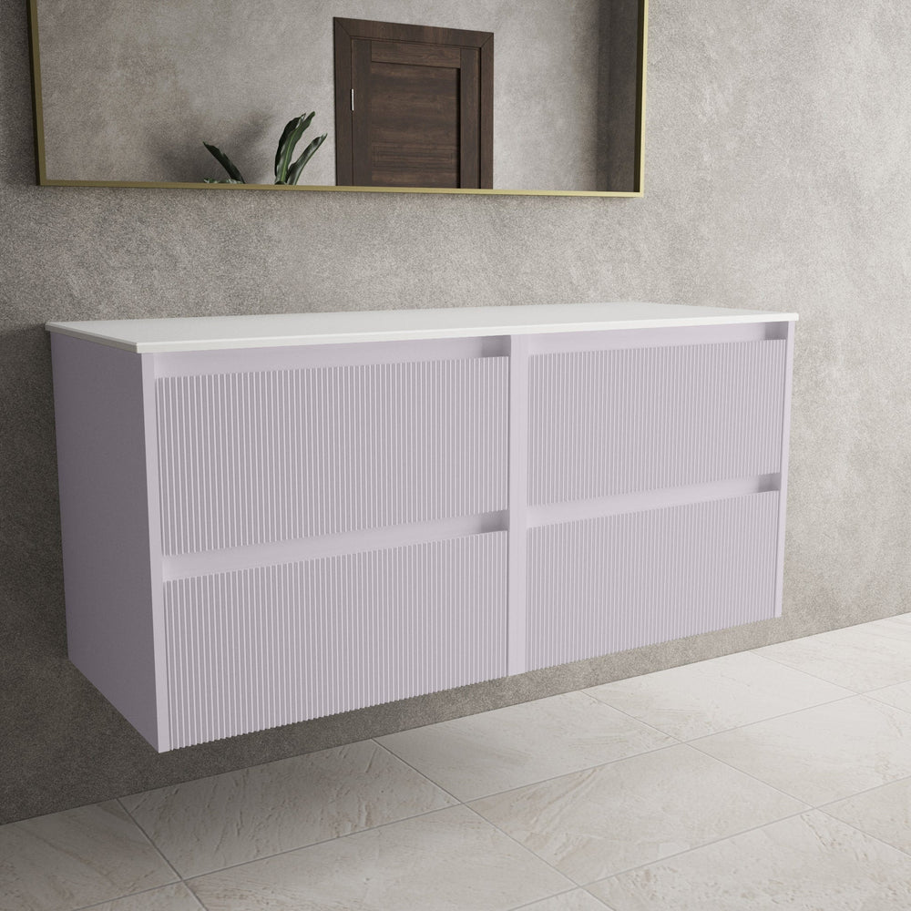 Scanalato Four Drawer Countertop Vanity Unit - Soft Violet 1200mm