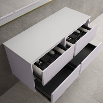Scanalato Four Drawer Countertop Vanity Unit - Soft Violet 1200mm