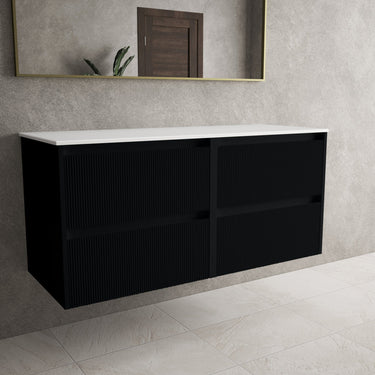 Scanalato Four Drawer Countertop Vanity Unit - Pure Black 1200mm