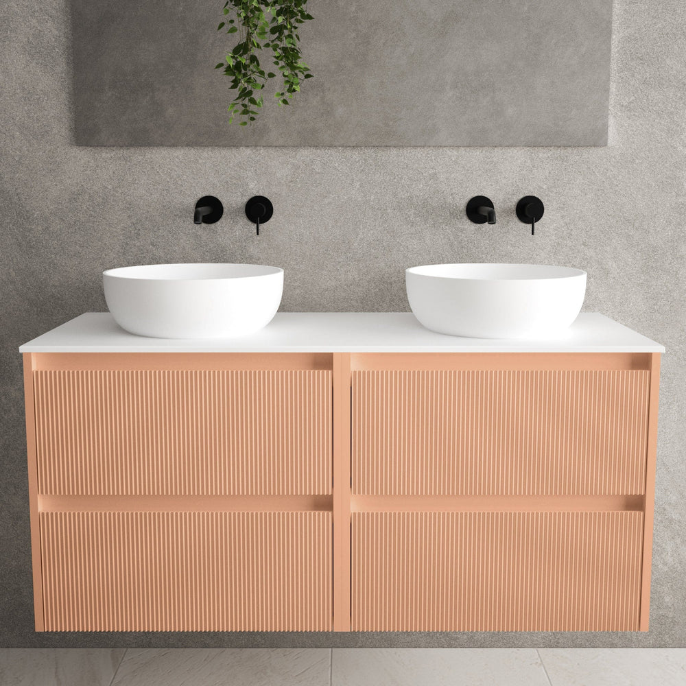 Scanalato Four Drawer Countertop Vanity Unit - Peach Fuzz 1200mm