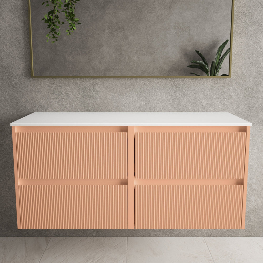 Scanalato Four Drawer Countertop Vanity Unit - Peach Fuzz 1200mm