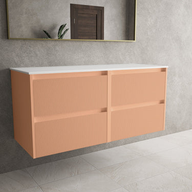 Scanalato Four Drawer Countertop Vanity Unit - Peach Fuzz 1200mm