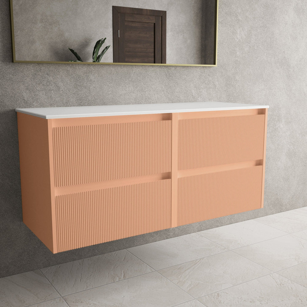 Scanalato Four Drawer Countertop Vanity Unit - Peach Fuzz 1200mm