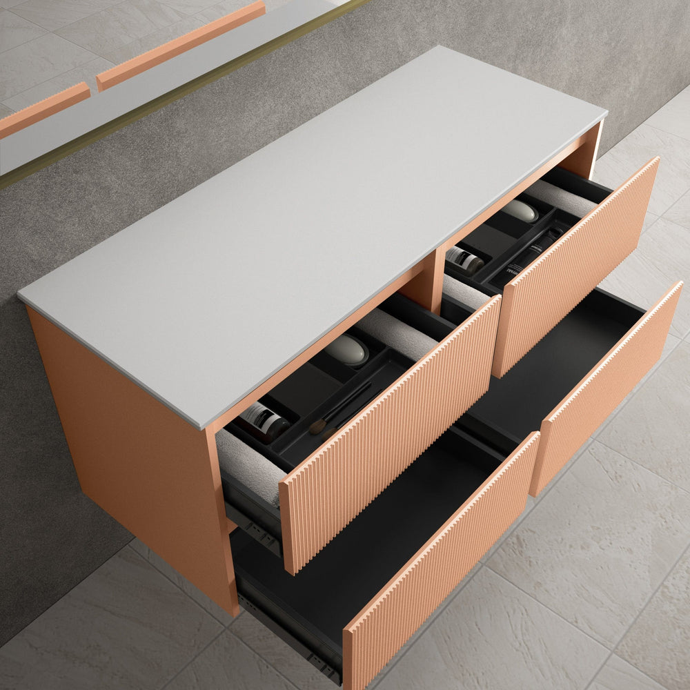 Scanalato Four Drawer Countertop Vanity Unit - Peach Fuzz 1200mm