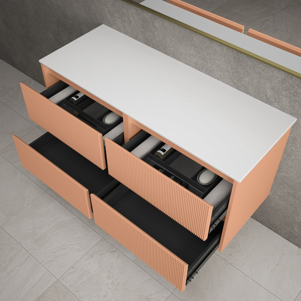 Scanalato Four Drawer Countertop Vanity Unit - Peach Fuzz 1200mm