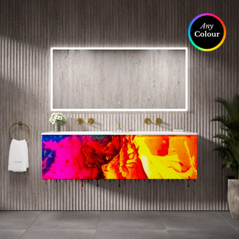 Scanalato Double Drawer Vanity Unit With Beyondstone Double Basin - Choose Your Own Colour 1400mm