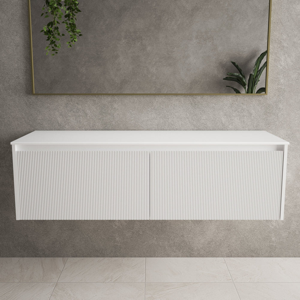Scanalato Double Drawer Countertop Vanity Unit - Pure White 1400mm