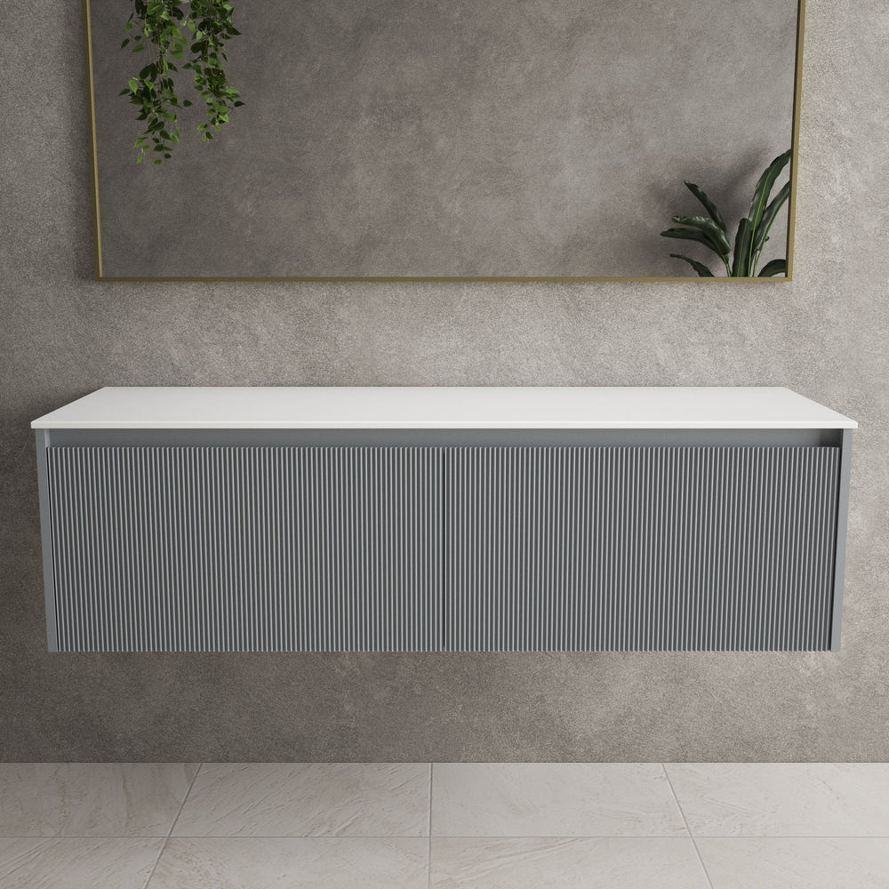 Scanalato Double Drawer Countertop Vanity Unit - Dove Grey 1400mm