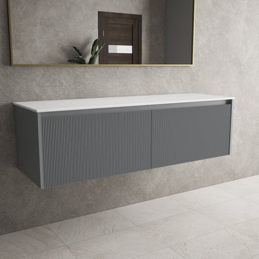 Scanalato Double Drawer Countertop Vanity Unit - Dove Grey 1400mm