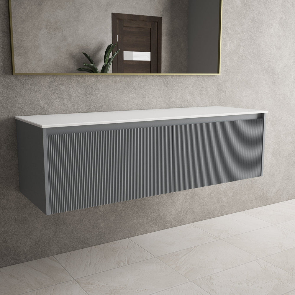 Scanalato Double Drawer Countertop Vanity Unit - Dove Grey 1400mm