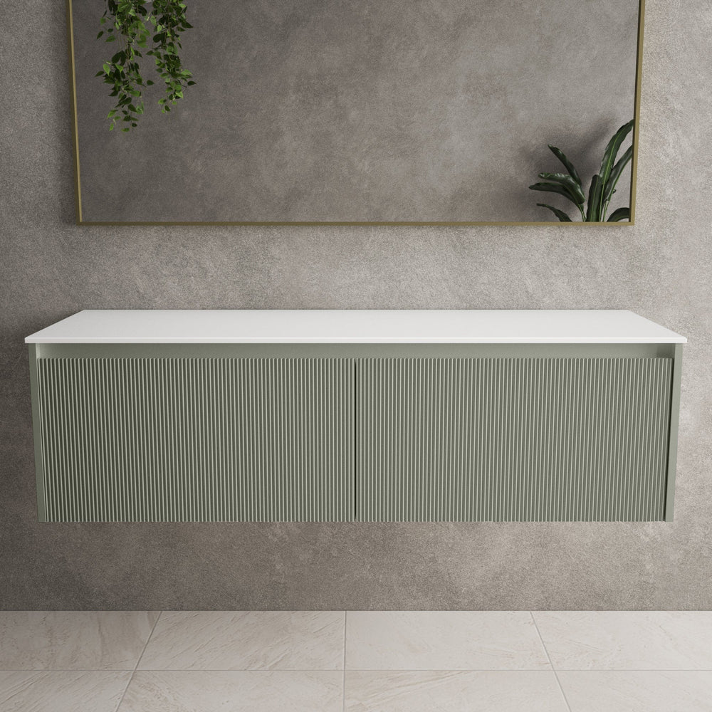 Scanalato Double Drawer Countertop Vanity Unit - Pistachio 1400mm