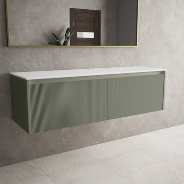 Scanalato Double Drawer Countertop Vanity Unit - Pistachio 1400mm