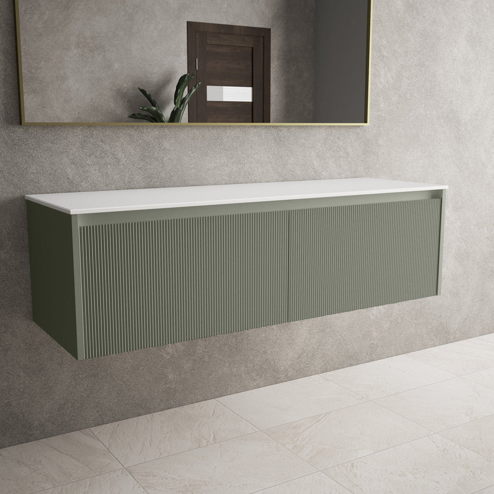 Scanalato Double Drawer Countertop Vanity Unit - Pistachio 1400mm