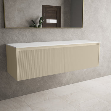 Scanalato Double Drawer Countertop Vanity Unit - Cashmere 1400mm