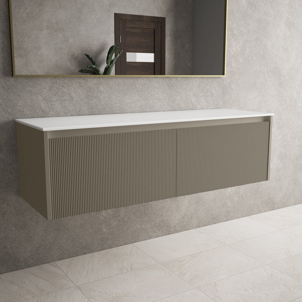 Scanalato Double Drawer Countertop Vanity Unit - Soft Taupe 1400mm