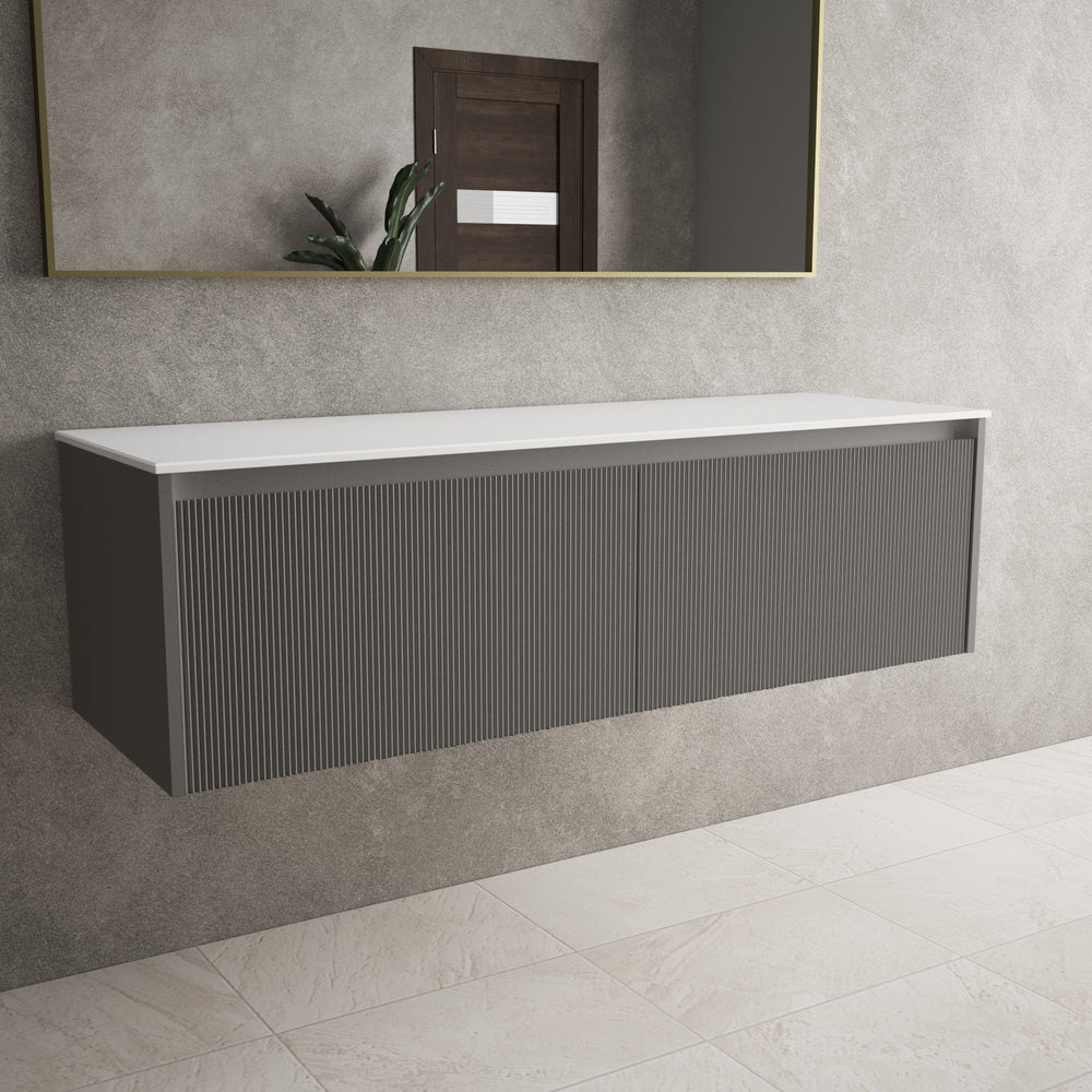 Scanalato Double Drawer Countertop Vanity Unit - Rich Taupe 1400mm