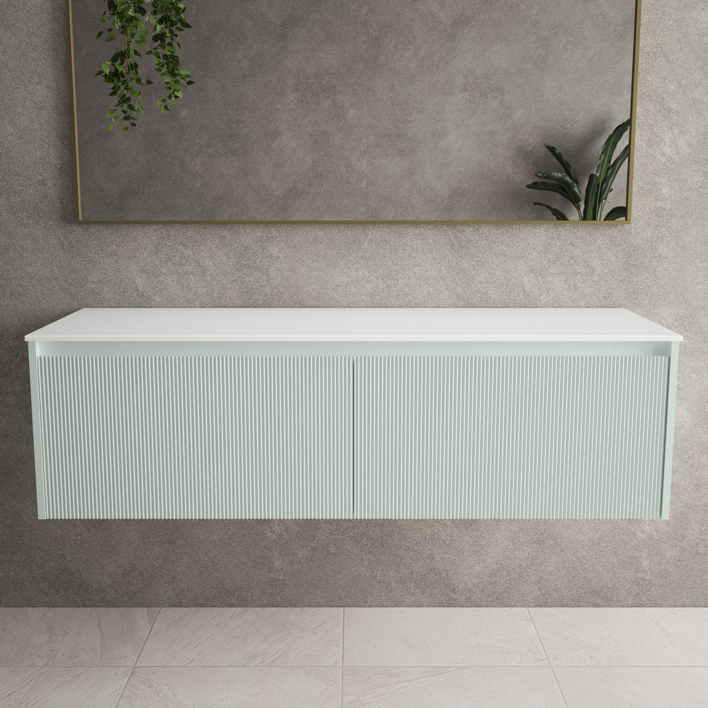 Scanalato Double Drawer Countertop Vanity Unit - Peppermint 1400mm